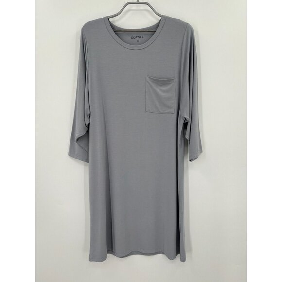 Softies Cam 36" 3/4 Sleeve Pocket Sleep Shirt size S Grey Night Gown NWOT - Picture 1 of 6